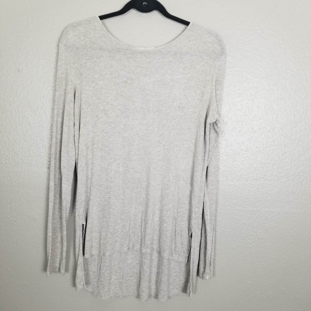 Joan Vass Hi/Lo Gray Long Sleeve Tunic Small